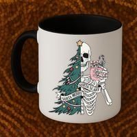 Sorta Merry Sorta Scary Funny Halloween Christmas Skeleton Coffee Mug thumb 2