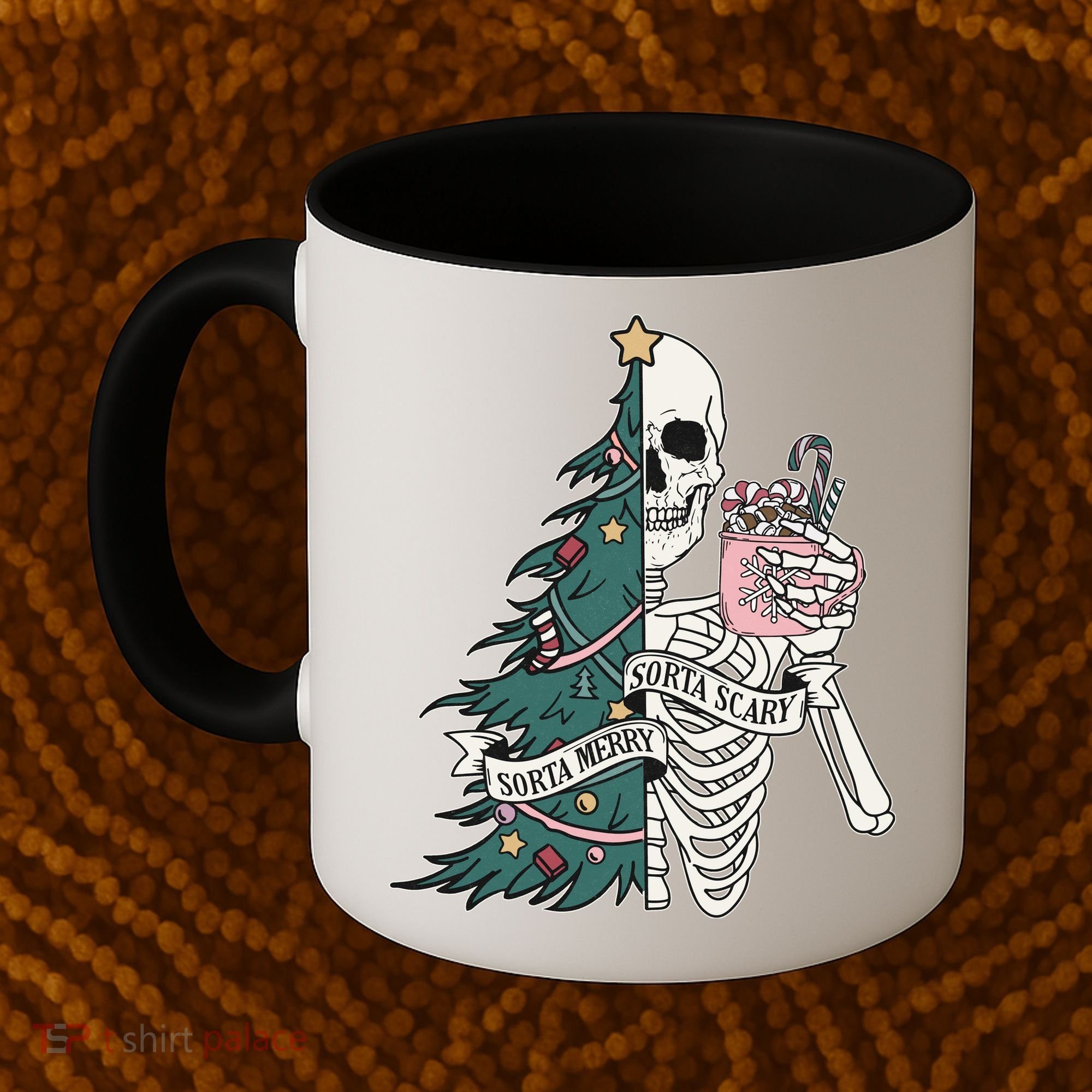Sorta Merry Sorta Scary Funny Halloween Christmas Skeleton Coffee Mug