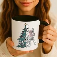 Sorta Merry Sorta Scary Funny Halloween Christmas Skeleton Coffee Mug thumb 3