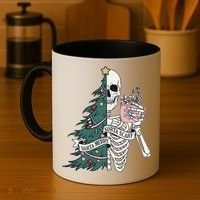 Sorta Merry Sorta Scary Funny Halloween Christmas Skeleton Coffee Mug thumb 4