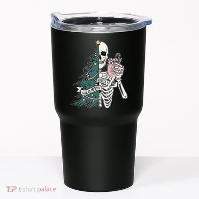 Sorta Merry Sorta Scary Funny Halloween Christmas Skeleton Tumbler