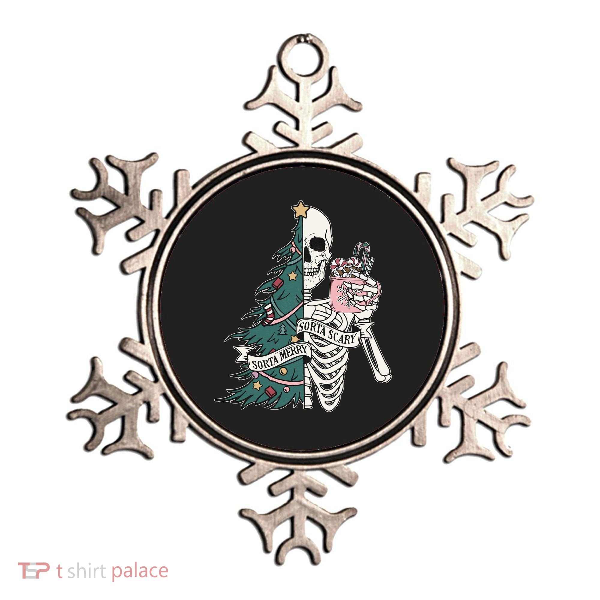 Sorta Merry Sorta Scary Funny Halloween Christmas Skeleton Ornament