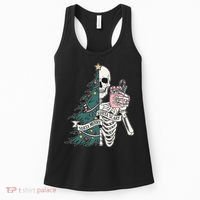 Sorta Merry Sorta Scary Funny Halloween Christmas Skeleton Women's Tank Top thumb 0