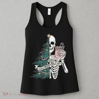 Sorta Merry Sorta Scary Funny Halloween Christmas Skeleton Women's Tank Top thumb 3