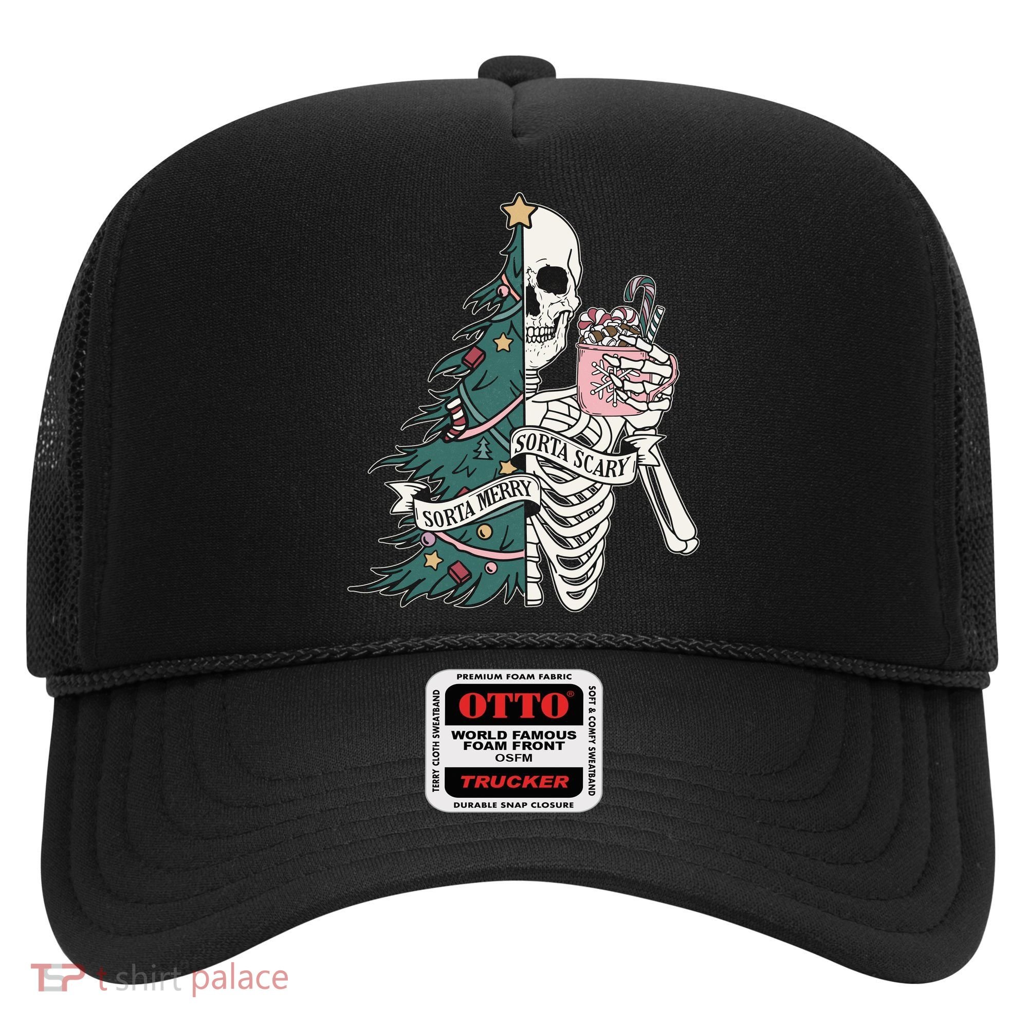 Sorta Merry Sorta Scary Funny Halloween Christmas Skeleton Hat