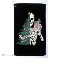 Sorta Merry Sorta Scary Funny Halloween Christmas Skeleton Golf Towel thumb 0