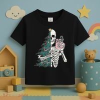Sorta Merry Sorta Scary Funny Halloween Christmas Skeleton Toddler T-Shirt thumb 3