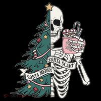 Sorta Merry Sorta Scary Funny Halloween Christmas Skeleton Kids T-Shirt thumb 4