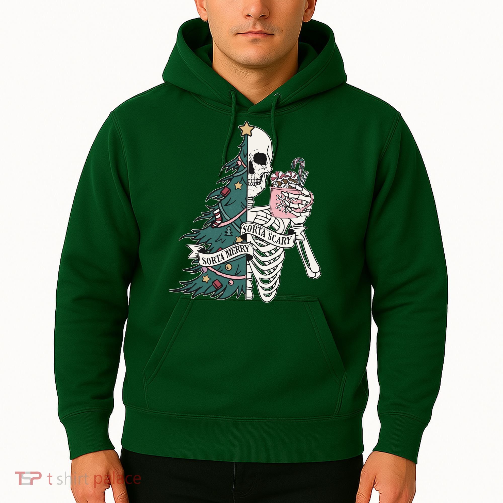 Sorta Merry Sorta Scary Funny Halloween Christmas Skeleton Hoodie