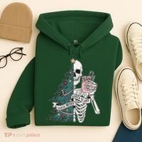Sorta Merry Sorta Scary Funny Halloween Christmas Skeleton Hoodie thumb 4