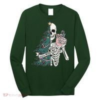 Sorta Merry Sorta Scary Funny Halloween Christmas Skeleton Long Sleeve Shirt thumb 0