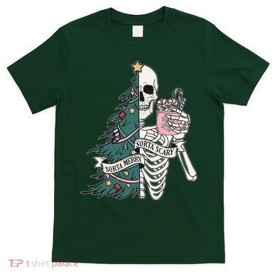 Sorta Merry Sorta Scary Funny Halloween Christmas Skeleton T-Shirt
