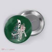 Sorta Merry Sorta Scary Funny Halloween Christmas Skeleton Button thumb 0