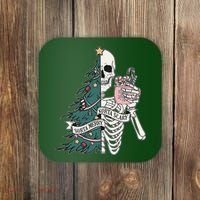 Sorta Merry Sorta Scary Funny Halloween Christmas Skeleton Coaster thumb 0