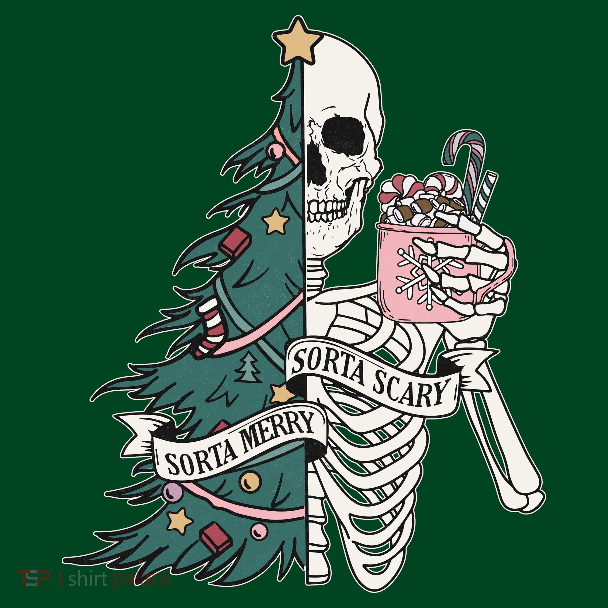 Sorta Merry Sorta Scary Funny Halloween Christmas Skeleton Coaster