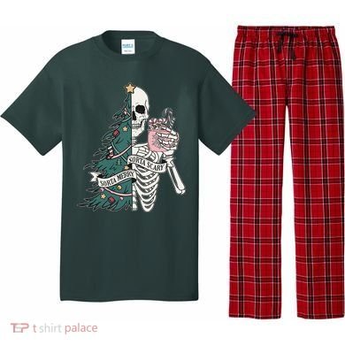 Sorta Merry Sorta Scary Funny Halloween Christmas Skeleton Pajama Set