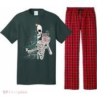 Sorta Merry Sorta Scary Funny Halloween Christmas Skeleton Pajama Set thumb 0