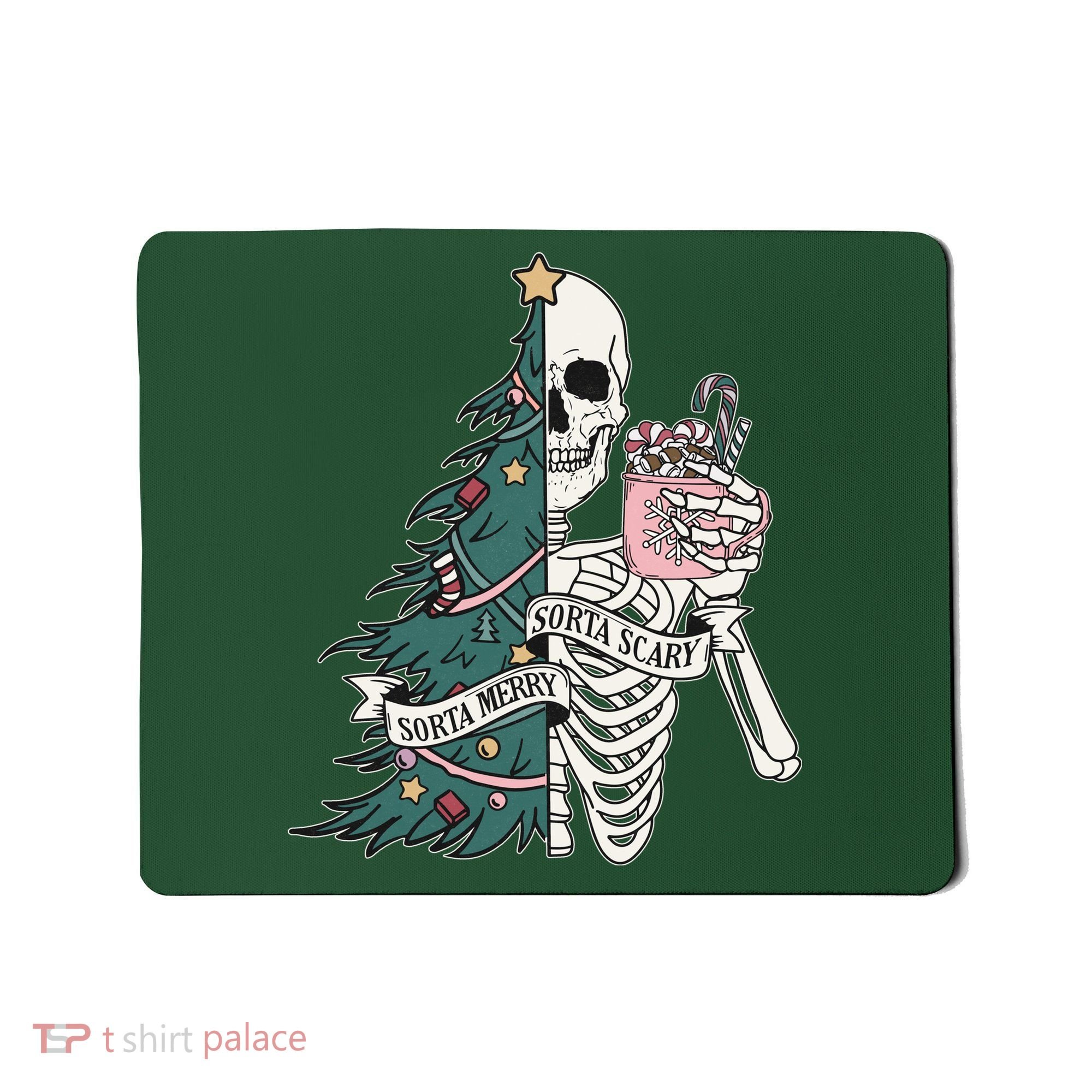 Sorta Merry Sorta Scary Funny Halloween Christmas Skeleton Mousepad