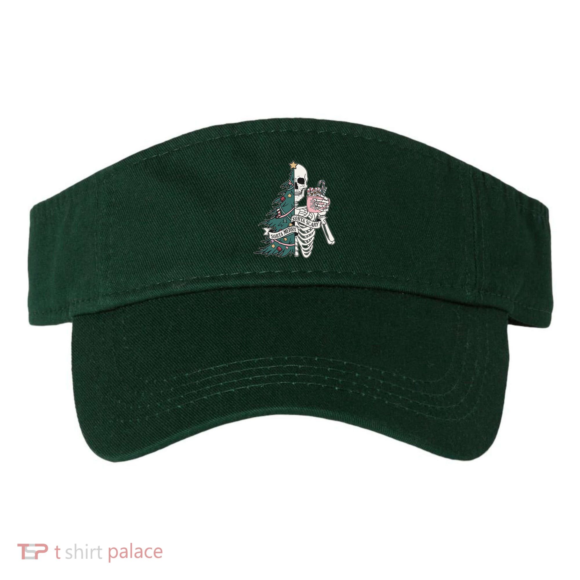 Sorta Merry Sorta Scary Funny Halloween Christmas Skeleton Visor