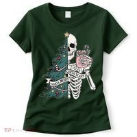 Sorta Merry Sorta Scary Funny Halloween Christmas Skeleton Women's T-Shirt thumb 0