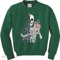 Sorta Merry Sorta Scary Funny Halloween Christmas Skeleton Kids Sweatshirt thumb 0