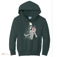 Sorta Merry Sorta Scary Funny Halloween Christmas Skeleton Kids Hoodie thumb 0