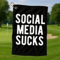 Social Media Sucks Golf Towel thumb 1