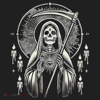 Santa Muerte Sacred Art – Mystical Skeleton With Scythe Women's Sweatshirt thumb 2