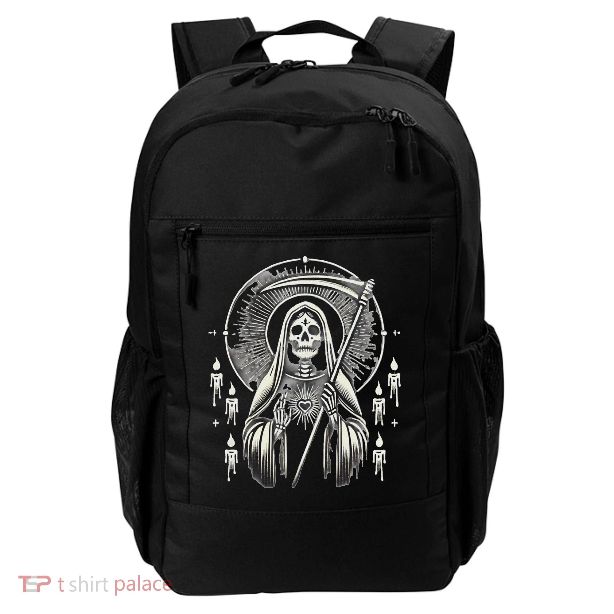 Santa Muerte Sacred Art – Mystical Skeleton With Scythe Backpack