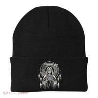 Santa Muerte Sacred Art – Mystical Skeleton With Scythe Beanie thumb 0
