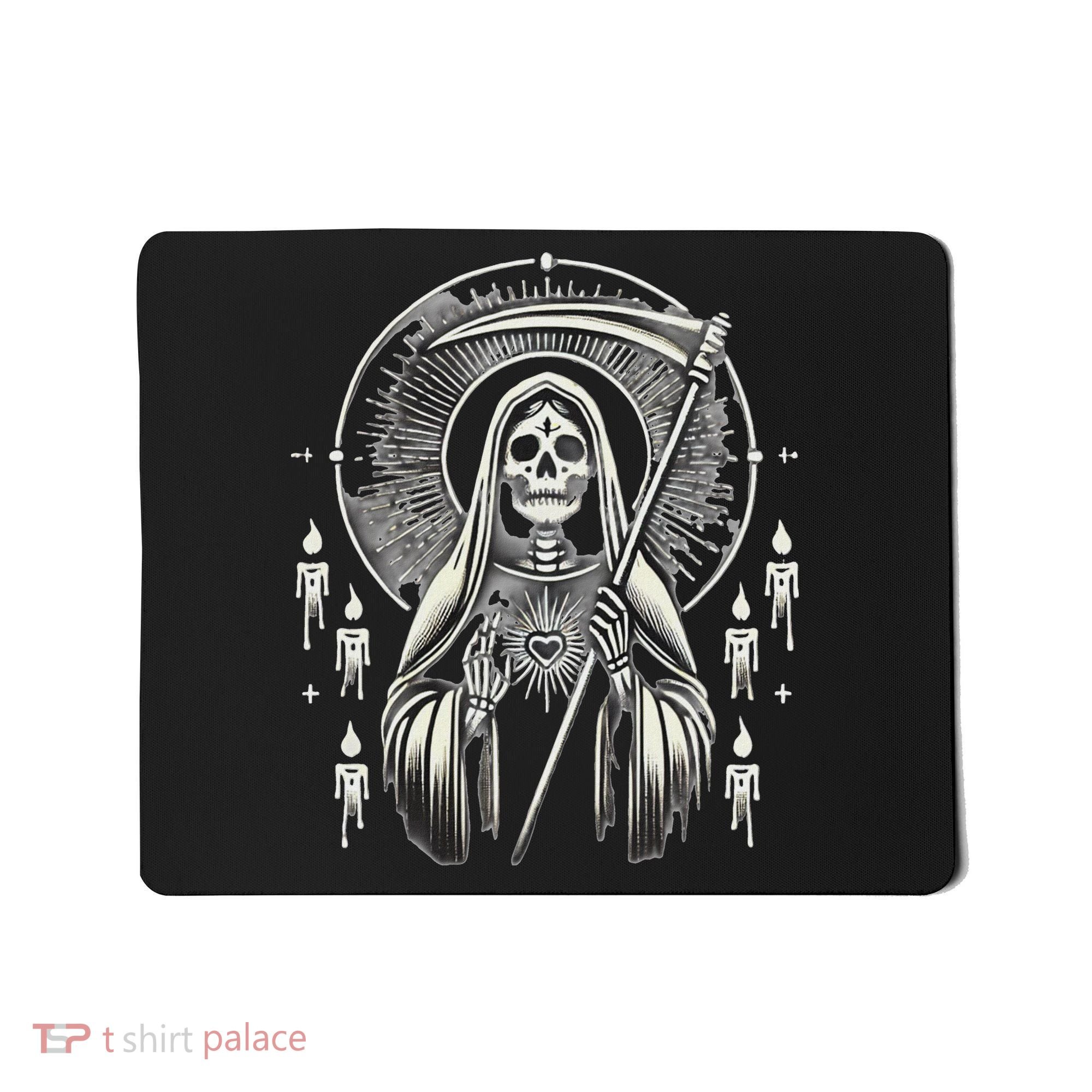 Santa Muerte Sacred Art – Mystical Skeleton With Scythe Mousepad
