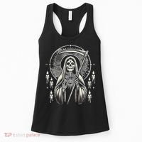 Santa Muerte Sacred Art – Mystical Skeleton With Scythe Women's Tank Top thumb 0