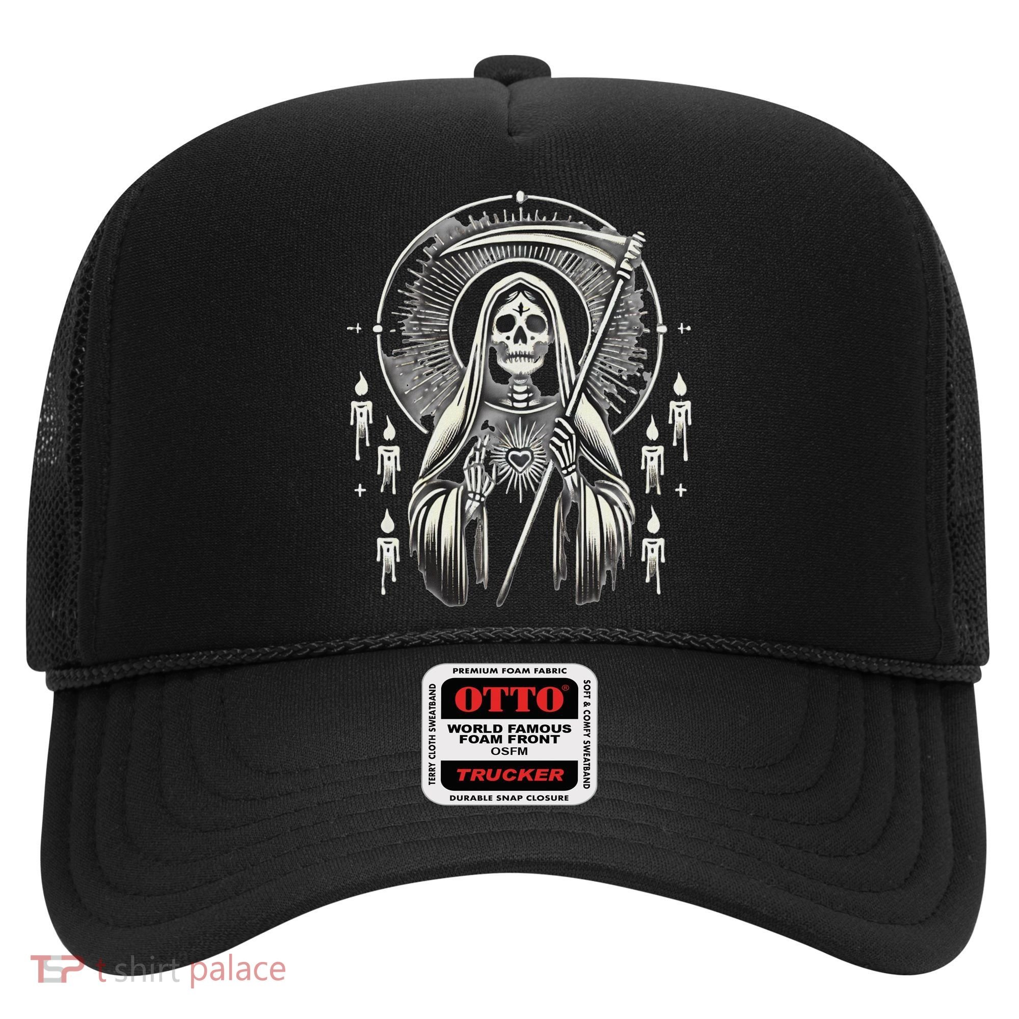 Santa Muerte Sacred Art – Mystical Skeleton With Scythe Hat
