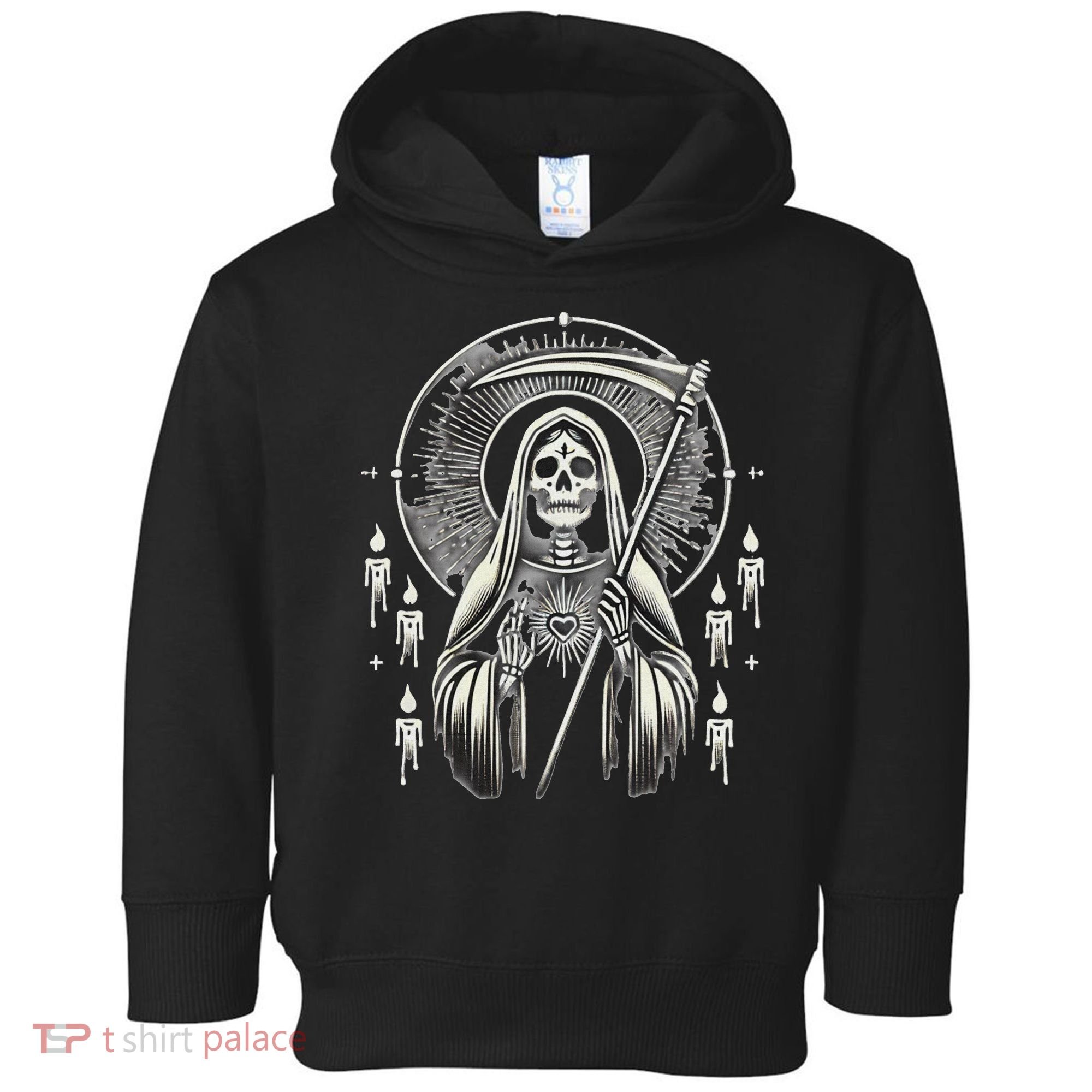 Santa Muerte Sacred Art – Mystical Skeleton With Scythe Toddler Hoodie