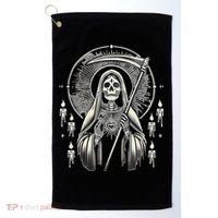 Santa Muerte Sacred Art – Mystical Skeleton With Scythe Golf Towel thumb 0
