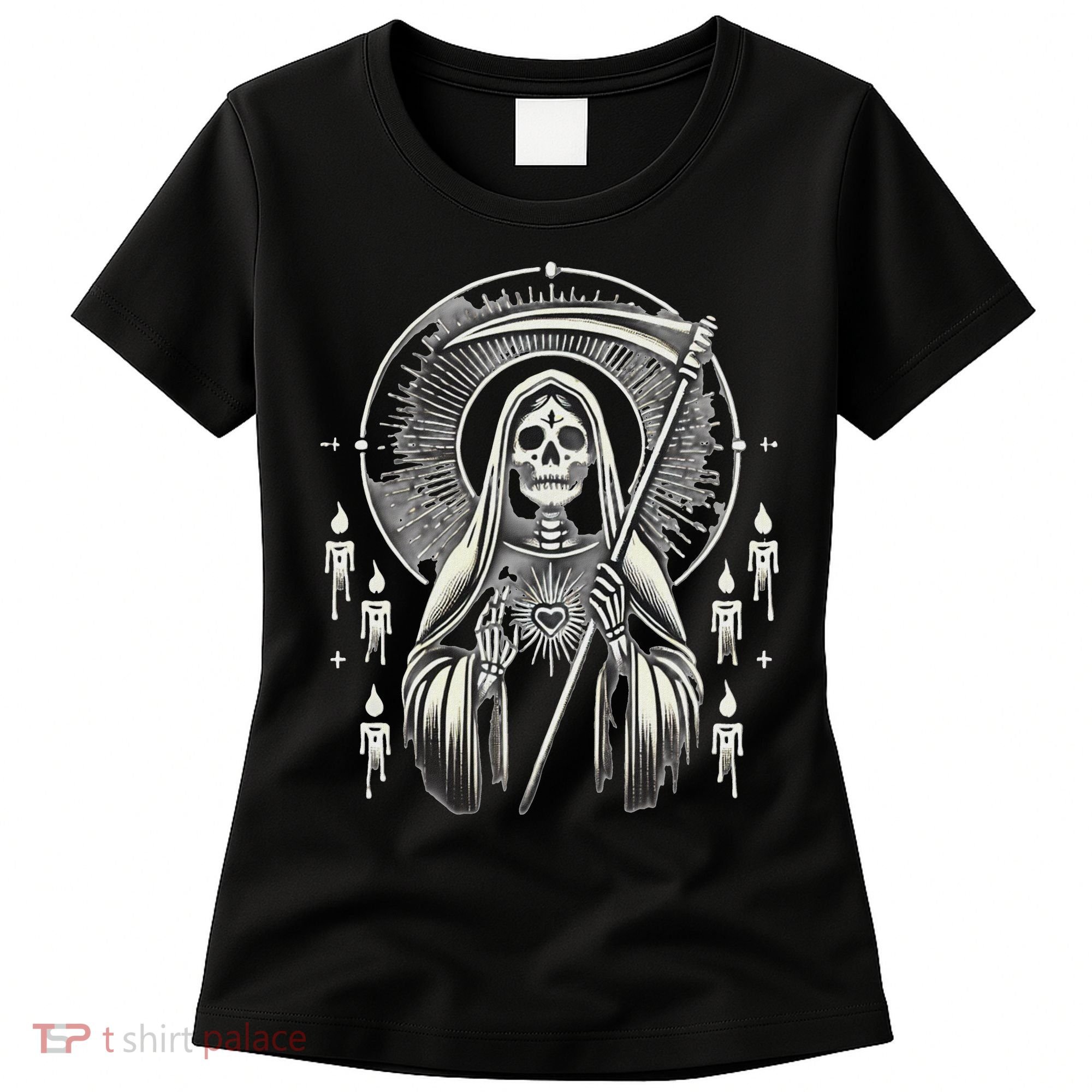 Santa Muerte Sacred Art – Mystical Skeleton With Scythe Women's T-Shirt