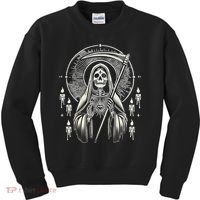 Santa Muerte Sacred Art – Mystical Skeleton With Scythe Kids Sweatshirt thumb 0