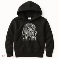 Santa Muerte Sacred Art – Mystical Skeleton With Scythe Kids Hoodie thumb 0
