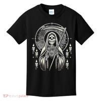 Santa Muerte Sacred Art – Mystical Skeleton With Scythe Kids T-Shirt thumb 0