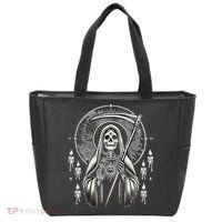 Santa Muerte Sacred Art – Mystical Skeleton With Scythe Tote Bag thumb 0