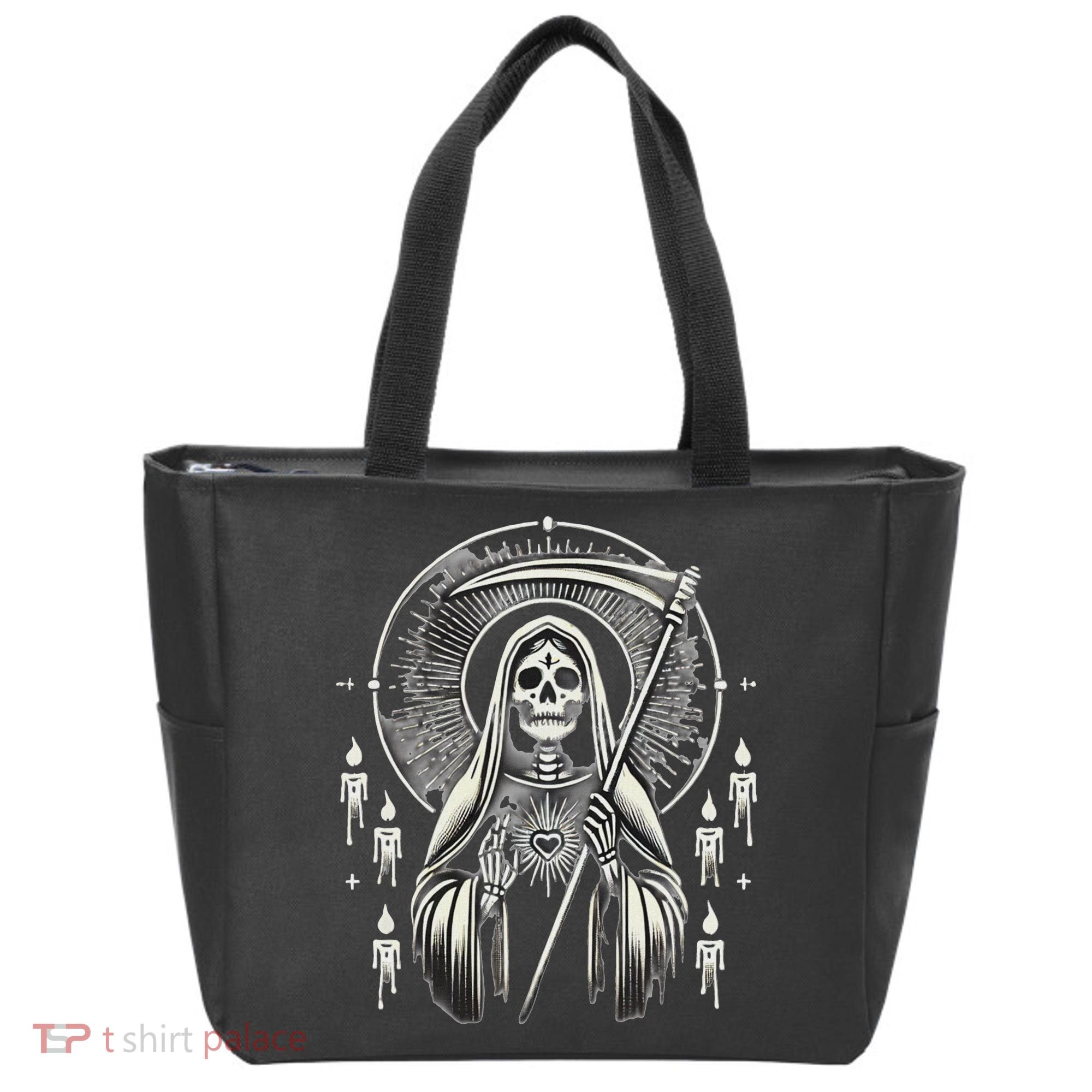 Santa Muerte Sacred Art – Mystical Skeleton With Scythe Tote Bag