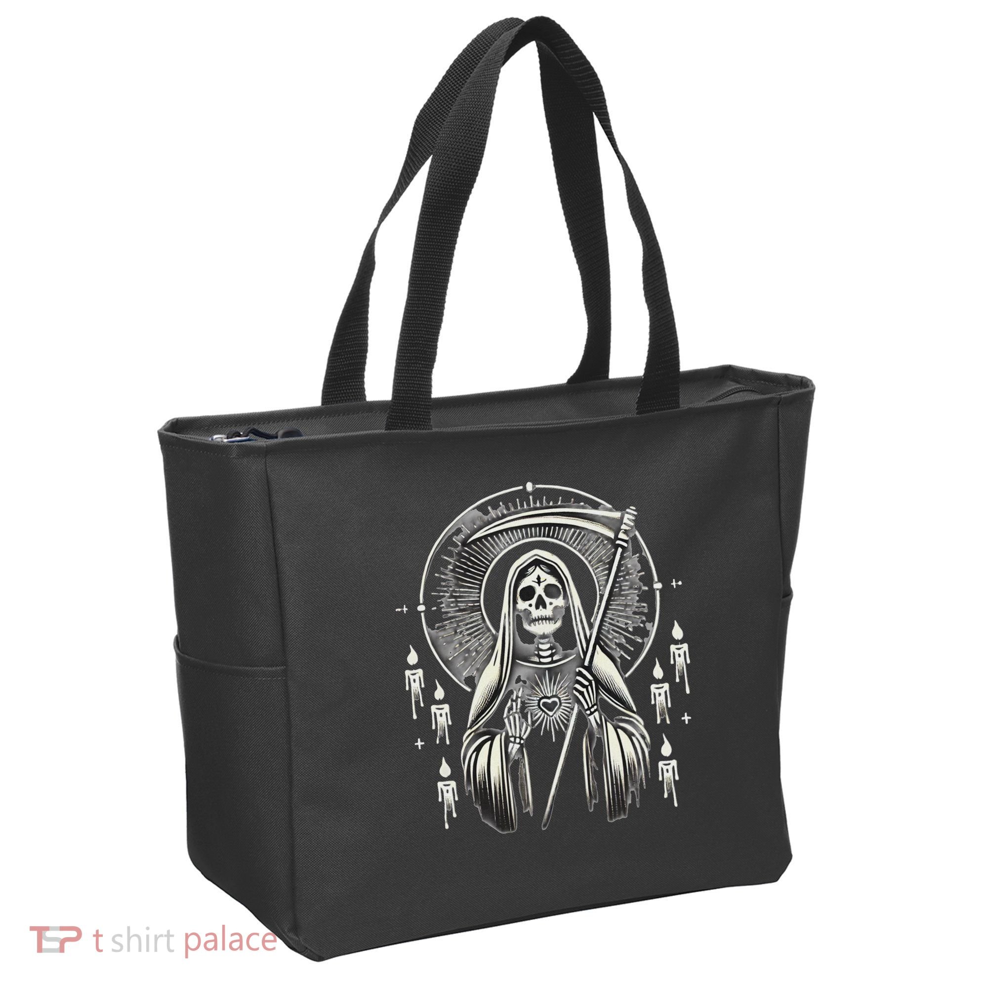 Santa Muerte Sacred Art – Mystical Skeleton With Scythe Tote Bag