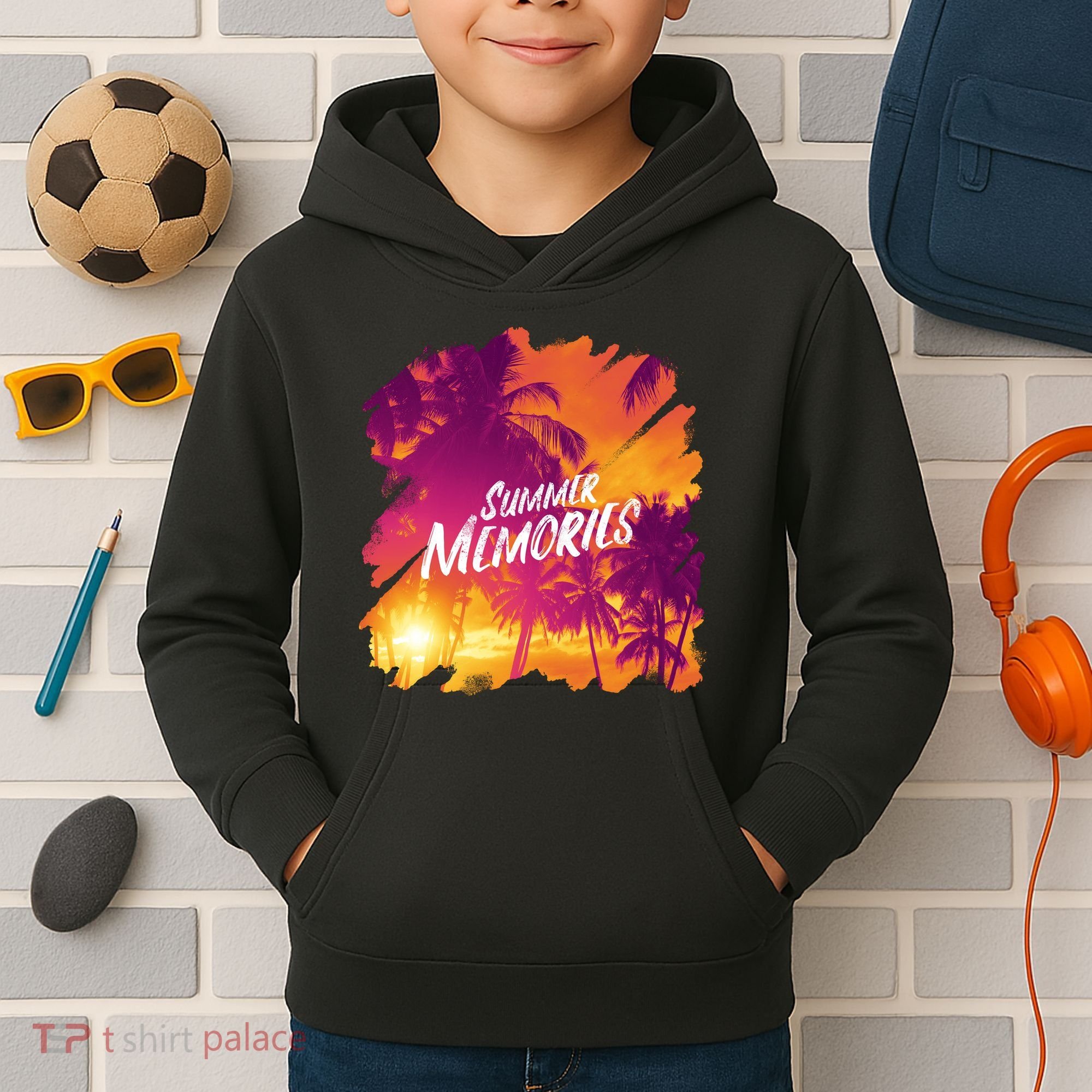 Summer Memories Sunset Beach Kids Hoodie