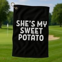 Shes My Sweet Potato Matching Couples Thanksgiving Set Golf Towel thumb 1