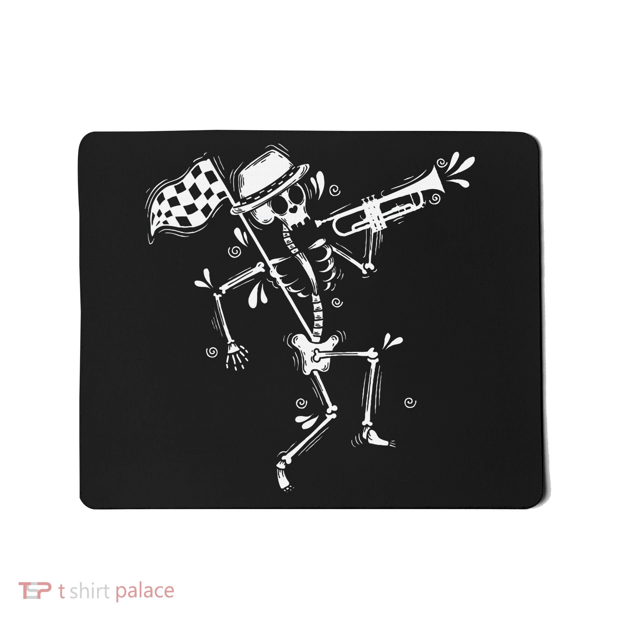Ska Music Skeleton With Trumpet Jazz Music Style Mousepad