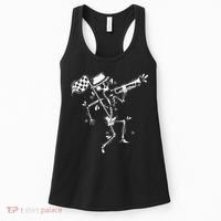 Ska Music Skeleton With Trumpet Jazz Music Style Women's Tank Top thumb 0
