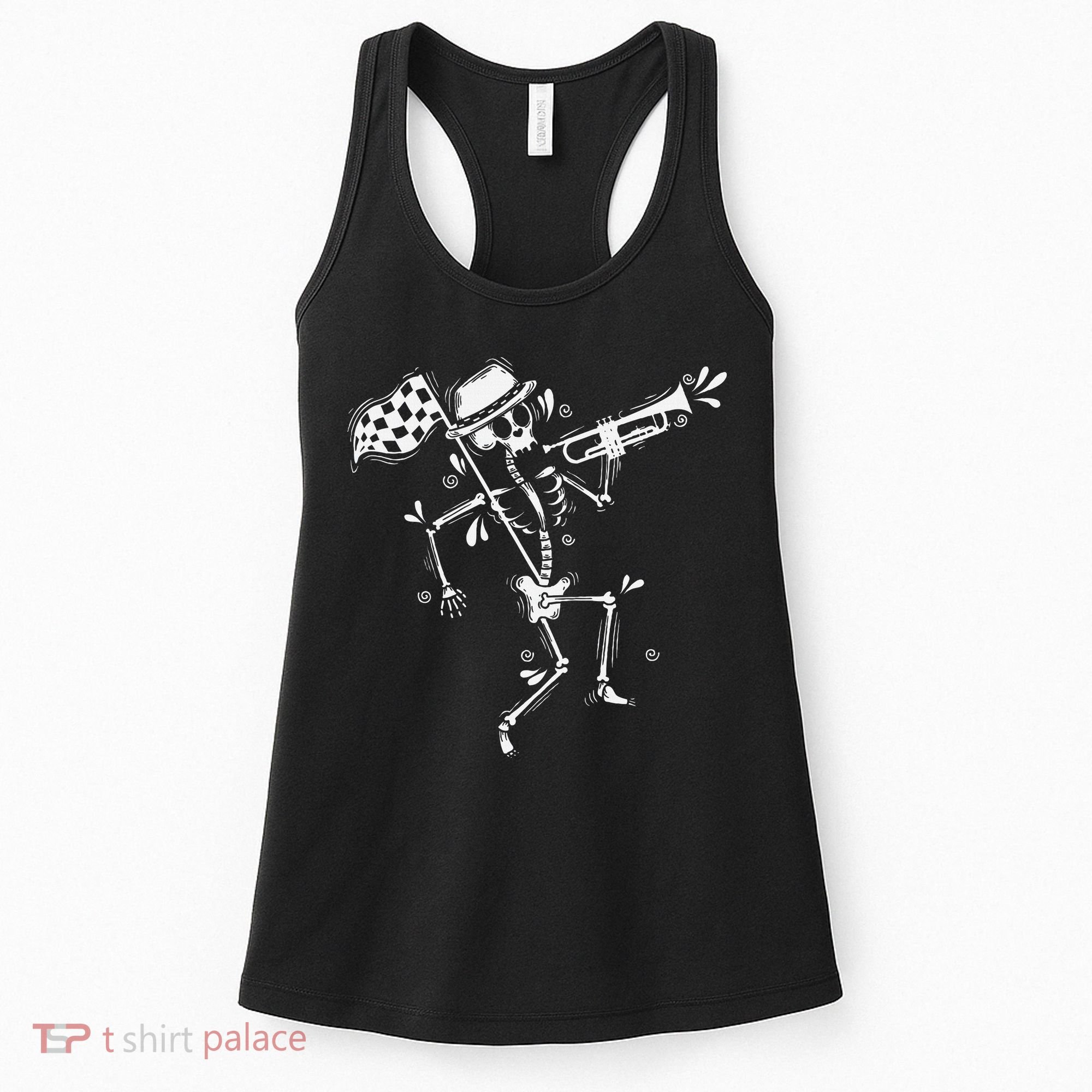Ska Music Skeleton With Trumpet Jazz Music Style Women's Tank Top