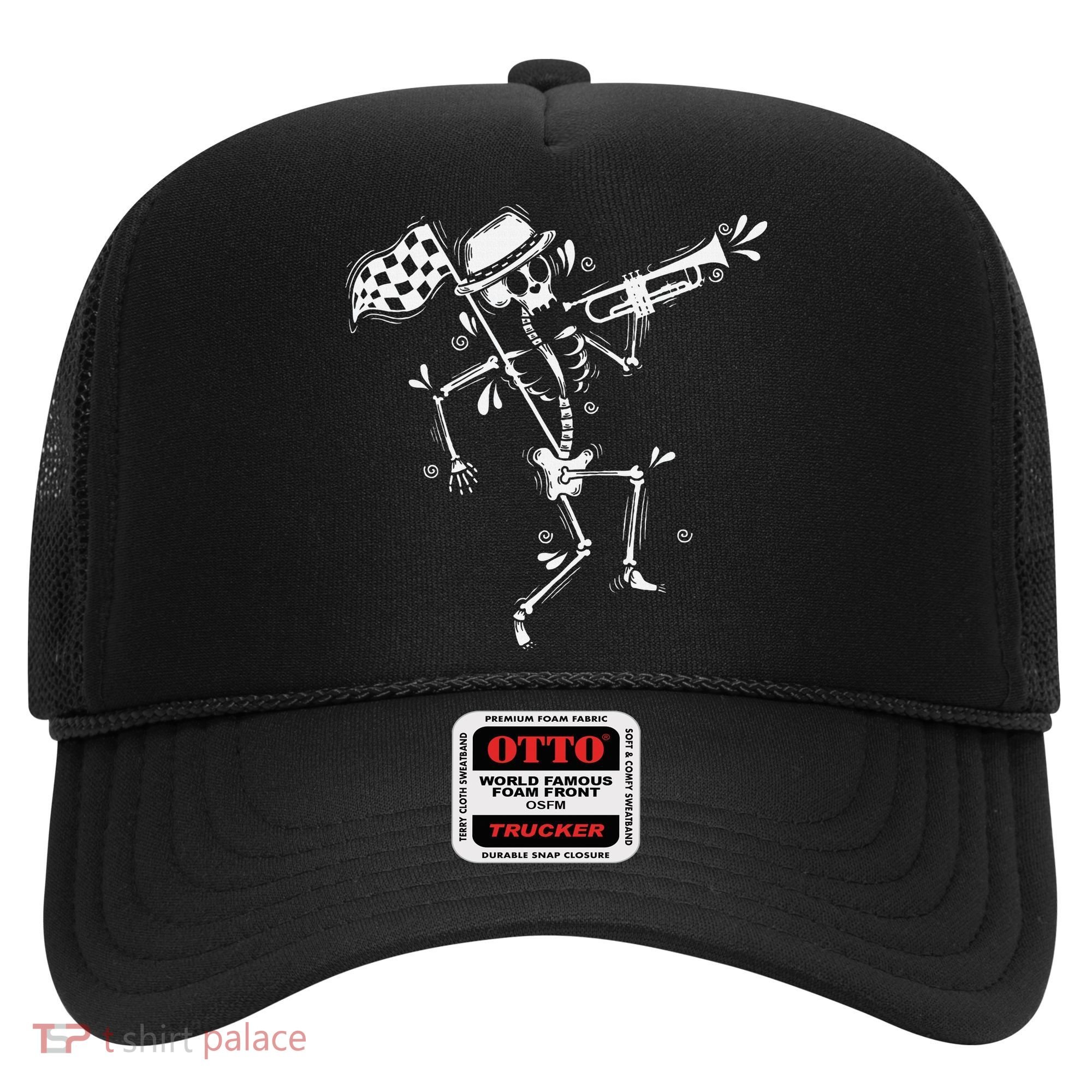 Ska Music Skeleton With Trumpet Jazz Music Style Hat