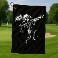 Ska Music Skeleton With Trumpet Jazz Music Style Golf Towel thumb 1