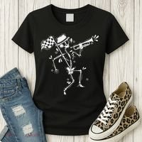 Ska Music Skeleton With Trumpet Jazz Music Style Women's T-Shirt thumb 3